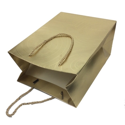New Design Disposable Embossed Gift Packaging Cardboard Gold UV Coated Paper Bags